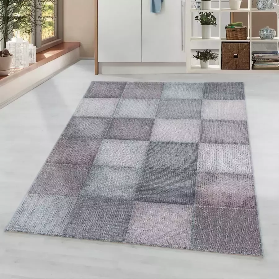 Decor24-AY Modern laagpolig vloerkleed Ottawa roze 4202 140x200 cm - Foto 1