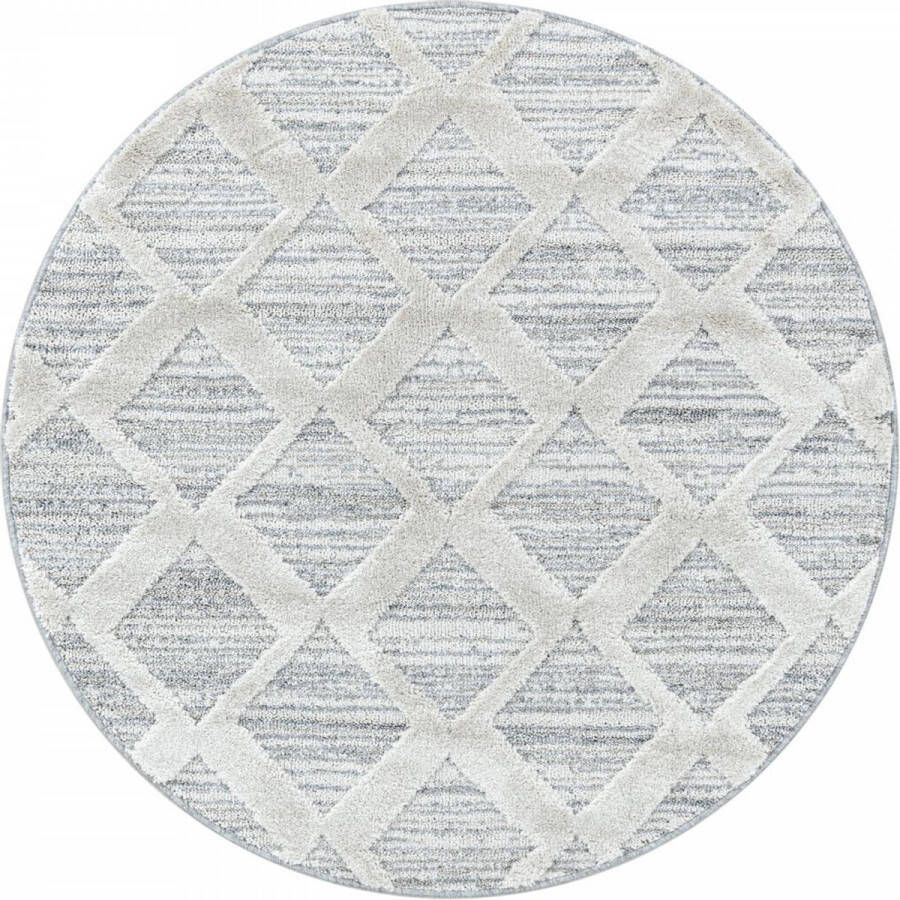 Decor24-AY Modern laagpolig vloerkleed Pisa grijs 4703 rond 120x120 cm