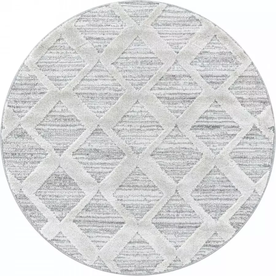 Decor24-AY Modern laagpolig vloerkleed Pisa grijs 4703 rond 80x80 cm