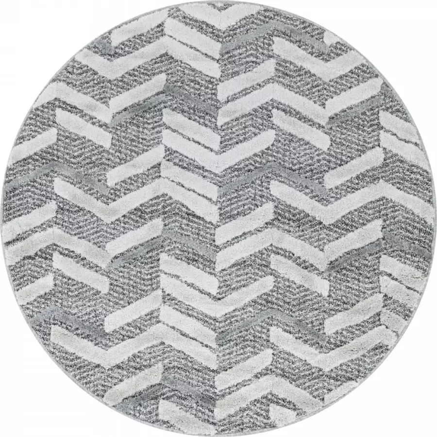 Decor24-AY Modern laagpolig vloerkleed Pisa grijs 4705 rond 160x160 cm