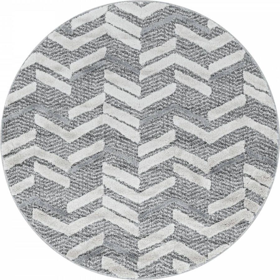 Decor24-AY Modern laagpolig vloerkleed Pisa grijs 4705 rond 80x80 cm