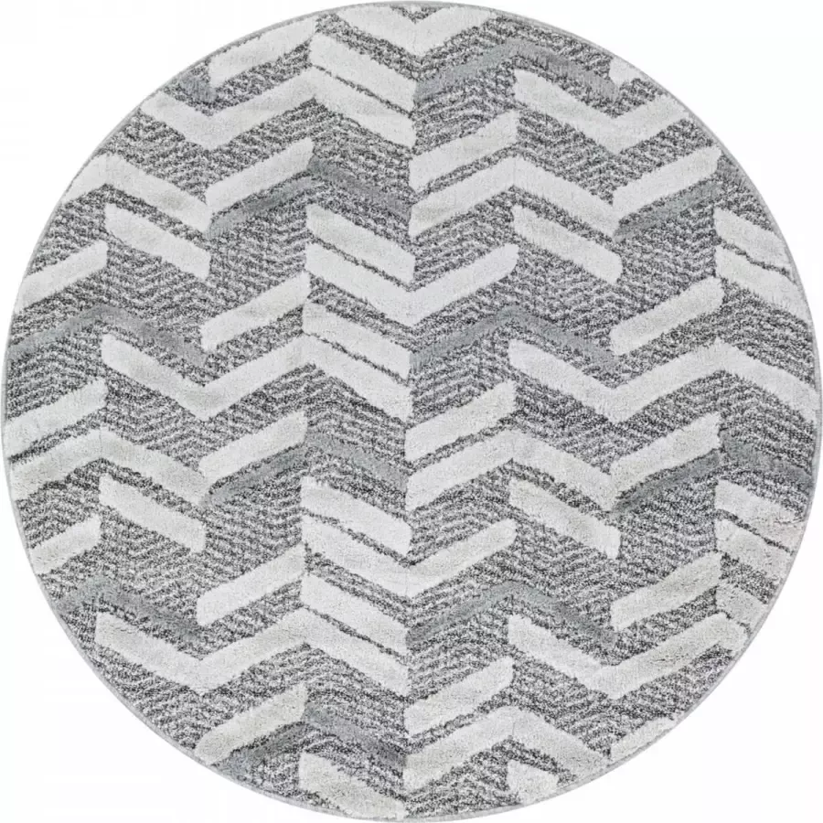 Decor24-AY Modern laagpolig vloerkleed Pisa grijs 4705 rond 80x80 cm - Foto 1