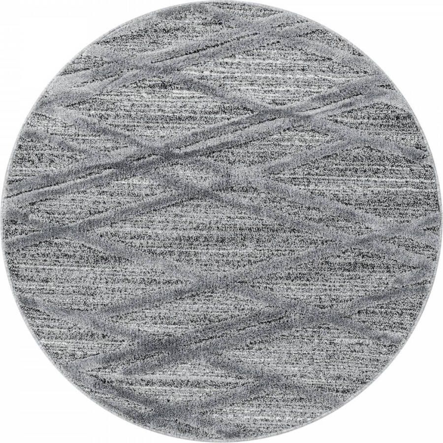 Decor24-AY Modern laagpolig vloerkleed Pisa grijs 4706 rond 120x120 cm
