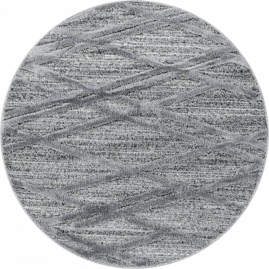Decor24-AY Modern laagpolig vloerkleed Pisa grijs 4706 rond 160x160 cm