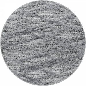 Decor24-AY Modern laagpolig vloerkleed Pisa grijs 4706 rond 80x80 cm