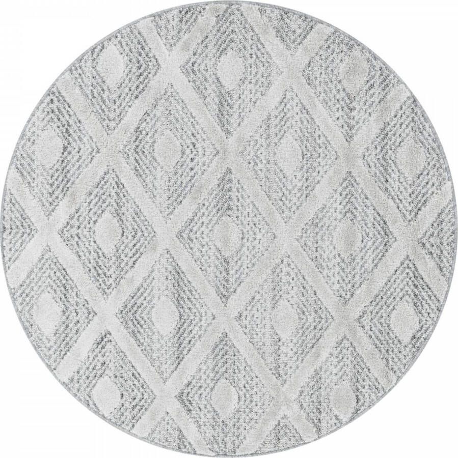 Decor24-AY Modern laagpolig vloerkleed Pisa grijs 4707 rond 120x120 cm
