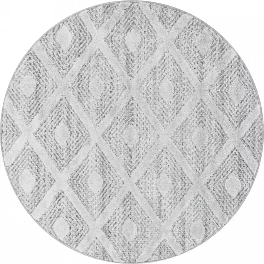 Decor24-AY Modern laagpolig vloerkleed Pisa grijs 4707 rond 120x120 cm - Foto 1