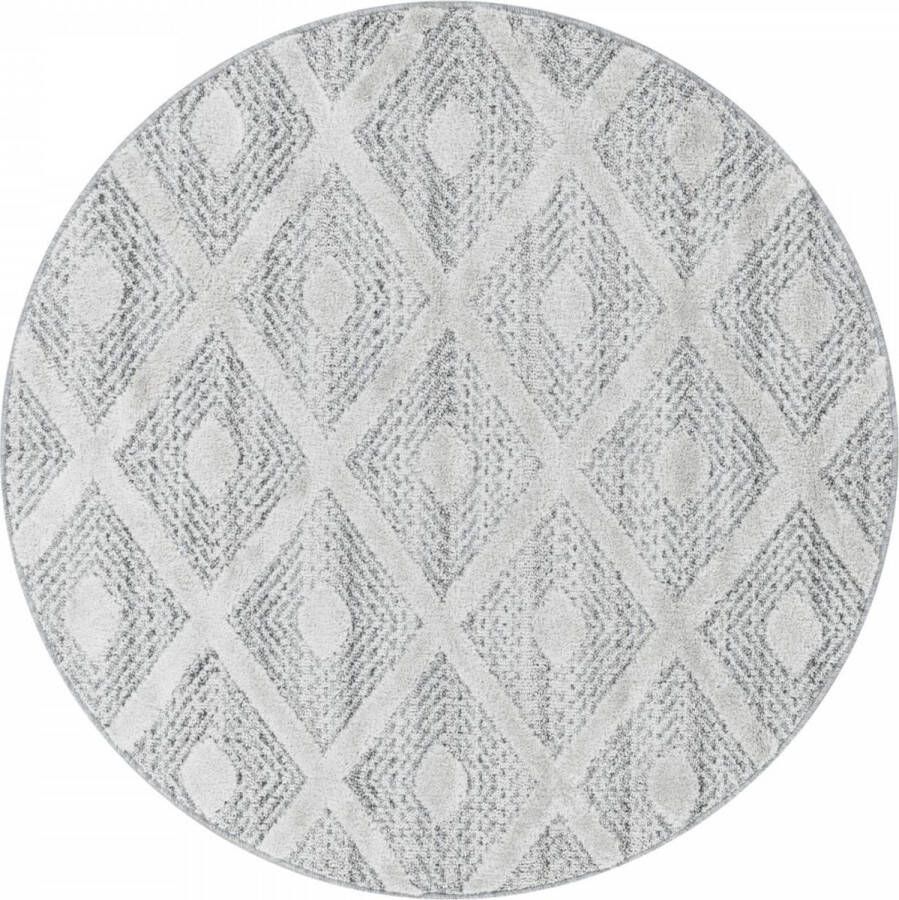 Decor24-AY Modern laagpolig vloerkleed Pisa grijs 4707 rond 160x160 cm
