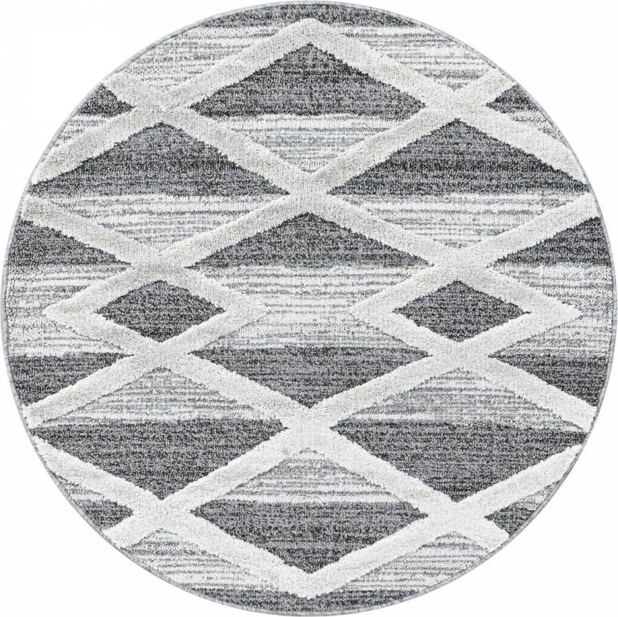 Decor24-AY Modern laagpolig vloerkleed Pisa grijs 4709 rond 160x160 cm