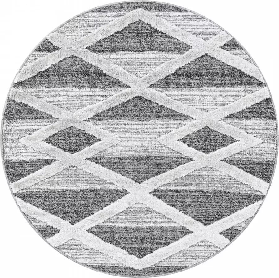 Decor24-AY Modern laagpolig vloerkleed Pisa grijs 4709 rond 160x160 cm - Foto 1