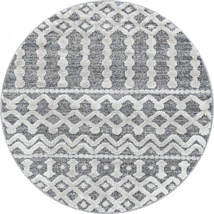 Decor24-AY Modern laagpolig vloerkleed Pisa grijs 4710 rond 160x160 cm