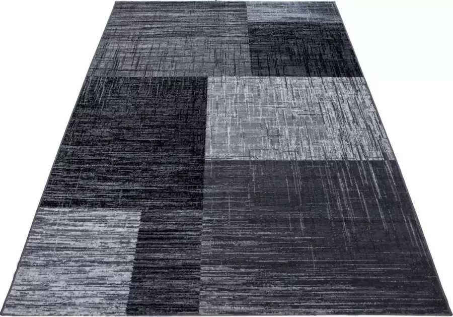 Decor24-AY Modern laagpolig vloerkleed Plus zwart 8001 80x300 cm