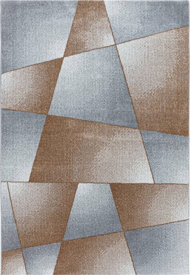 Decor24-AY Modern laagpolig vloerkleed Rio abstract koper 80x250 cm