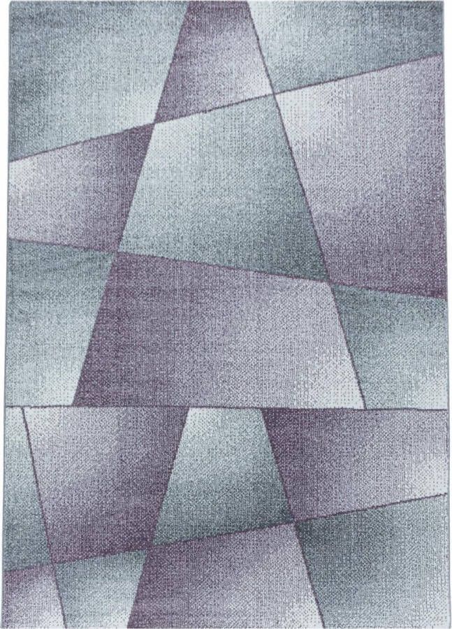Decor24-AY Modern laagpolig vloerkleed Rio abstract lila 80x250 cm