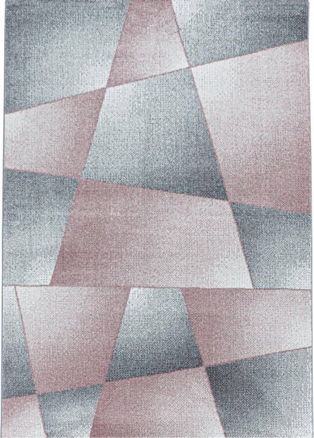 Decor24-AY Modern laagpolig vloerkleed Rio abstract roze 80x150 cm