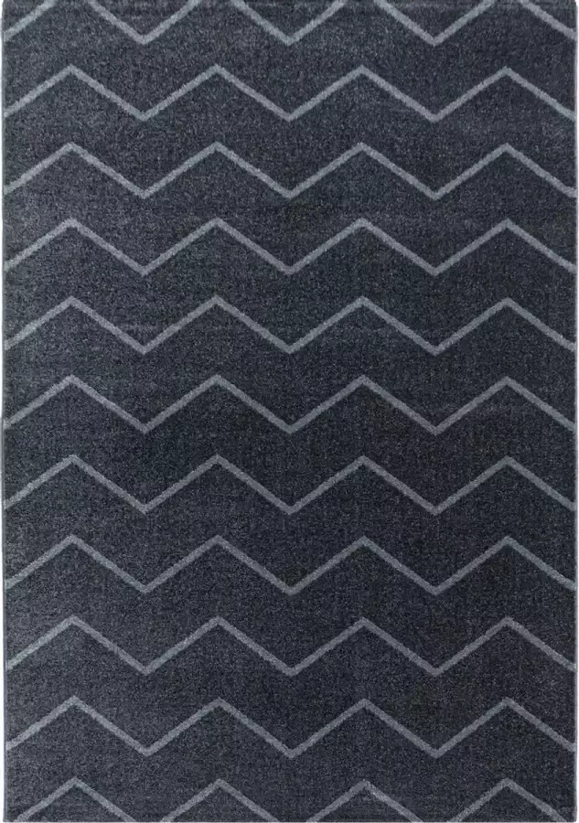 Decor24-AY Modern laagpolig vloerkleed Rio grijs zigzag 120x170 cm