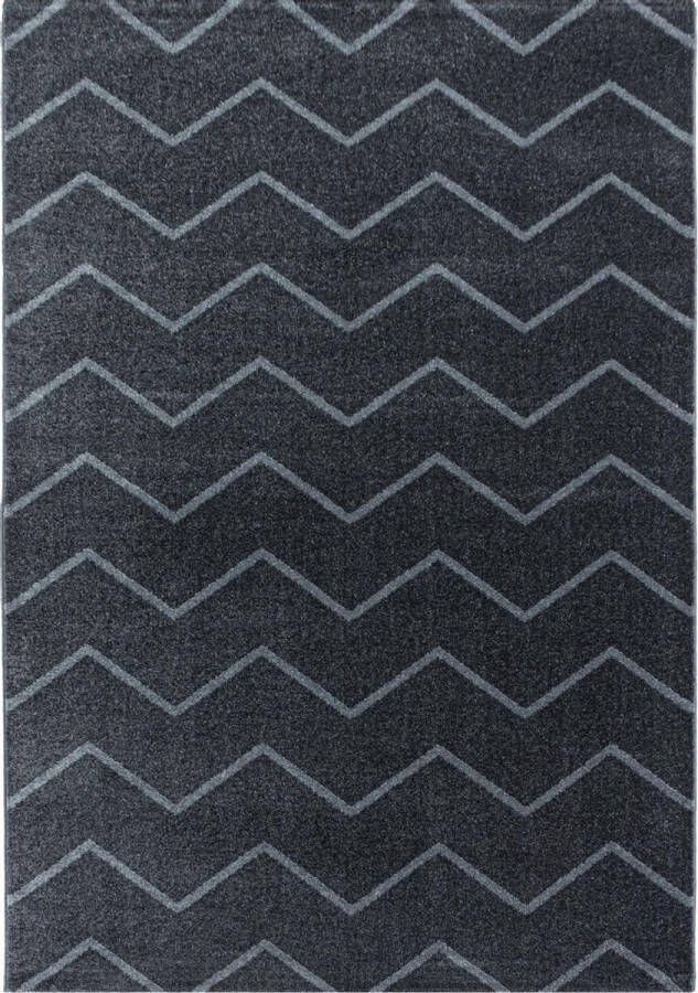 Decor24-AY Modern laagpolig vloerkleed Rio grijs zigzag 80x150 cm