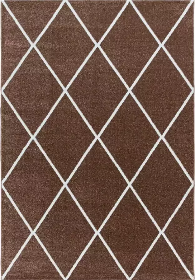 Decor24-AY Modern laagpolig vloerkleed Rio koper diamant 80x250 cm - Foto 1