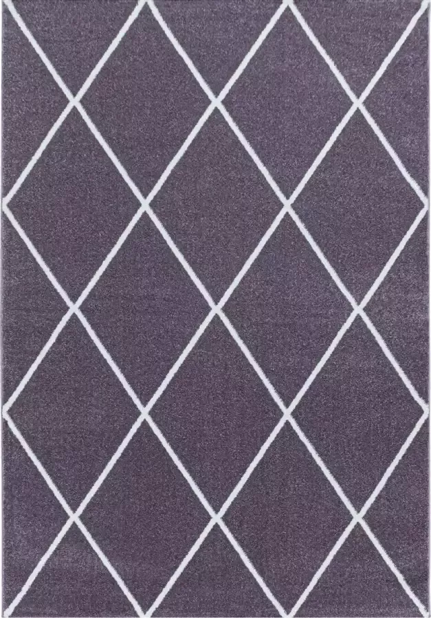 Decor24-AY Modern laagpolig vloerkleed Rio lila diamant 120x170 cm