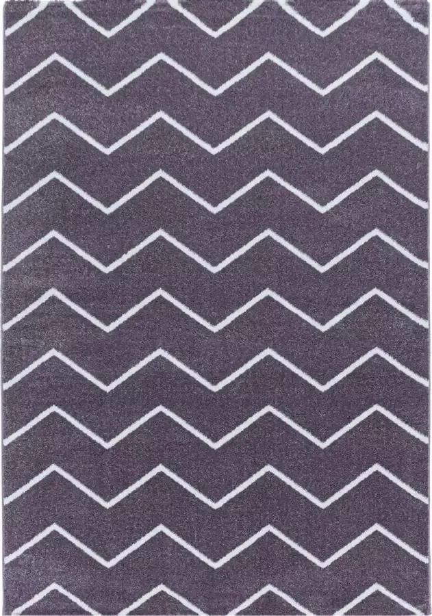 Decor24-AY Modern laagpolig vloerkleed Rio lila zigzag 240x340 cm