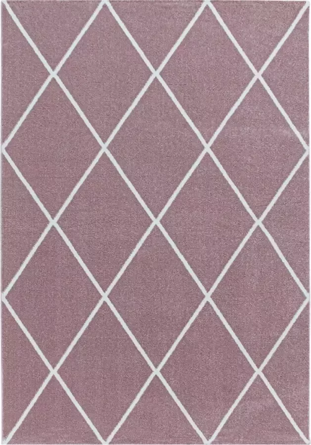 Decor24-AY Modern laagpolig vloerkleed Rio roze diamant 120x170 cm