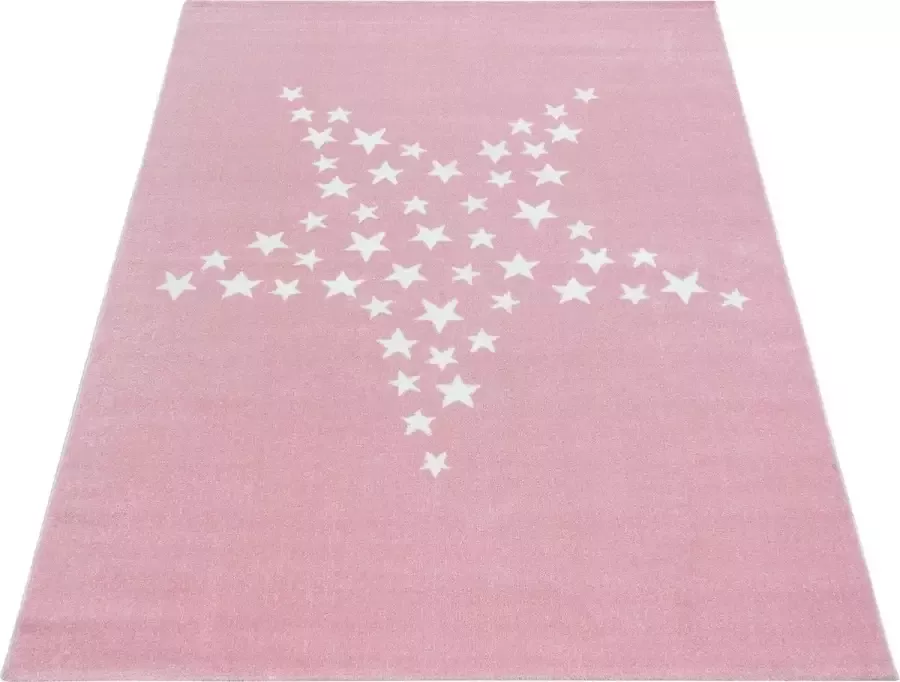 Decor24-AY Vloerkleed kinderkamer Bambi Sterretjes roze 80x150 cm