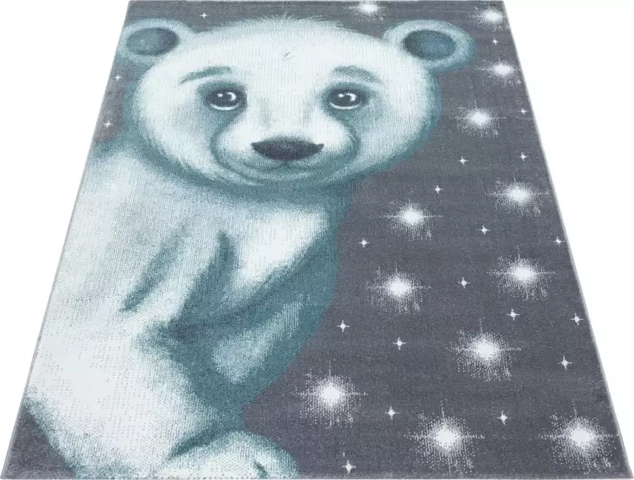 Decor24-AY Vloerkleed kinderkamer Bambi Teddy blauw 120x170 cm