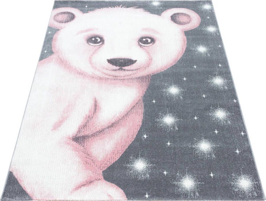 Decor24-AY Vloerkleed kinderkamer Bambi Teddy roze 120x170 cm