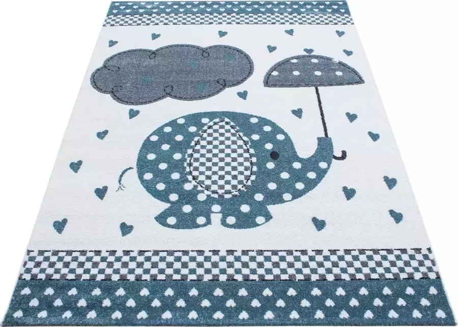 Decor24-AY Vloerkleed kinderkamer Love rain blauw 160x230 cm