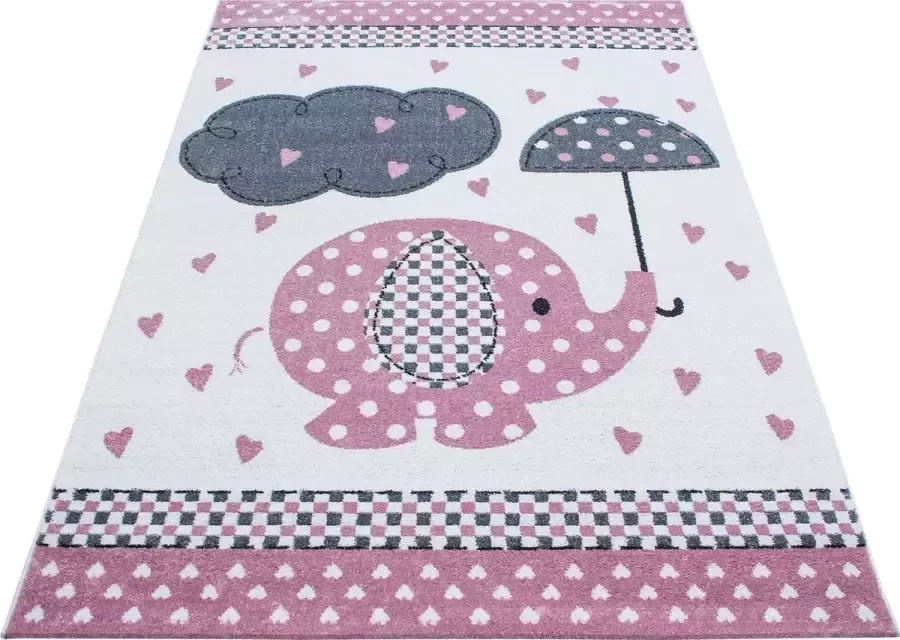 Decor24-AY Vloerkleed kinderkamer Love rain roze 120x170 cm