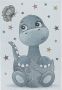 Decor24-AY Vrolijk kinderkamer vloerkleed Funny Dino blauw 80x150 cm - Thumbnail 1