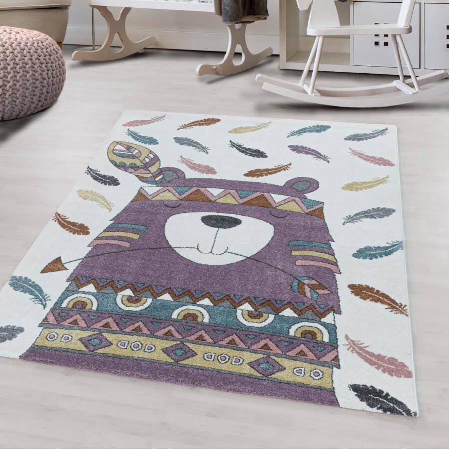 decor24-AY Vrolijk kinderkamer vloerkleed Funny Lama violet 120x170 cm