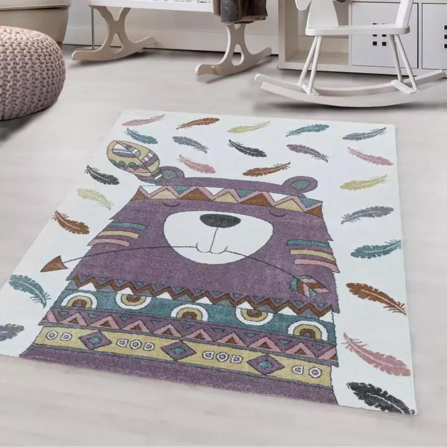 Decor24-AY Vrolijk kinderkamer vloerkleed Funny Lama violet 120x170 cm