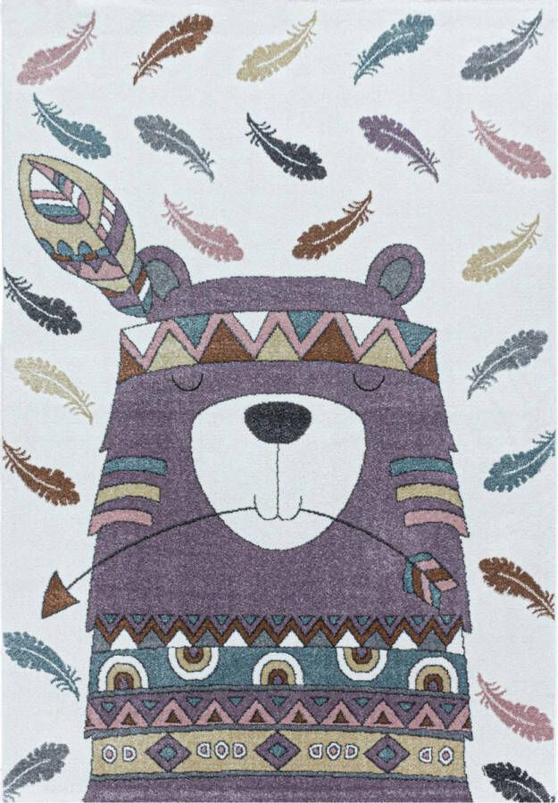 decor24-AY Vrolijk kinderkamer vloerkleed Funny Lama violet 160x230 cm