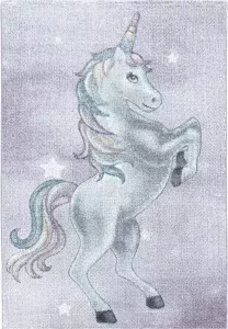 Decor24-AY Vrolijk kinderkamer vloerkleed Funny Unicorn violet 140x200 cm