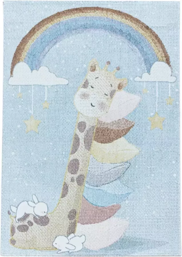 Decor24-AY Vrolijk kinderkamer vloerkleed Lucky Giraffe 80x150 cm