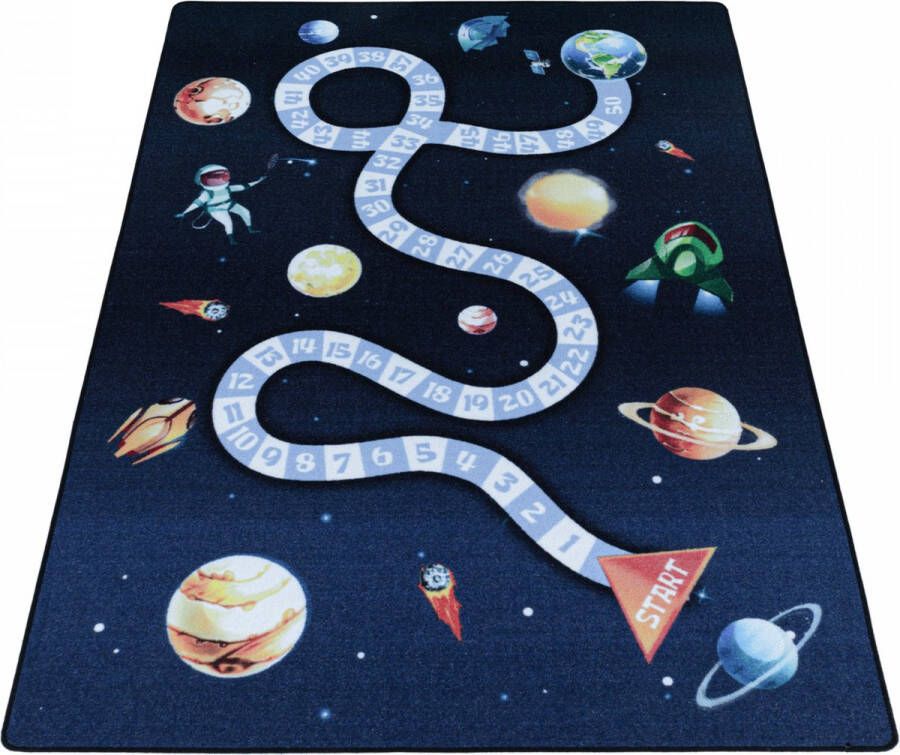 Decor24-AY Vrolijk kinderkamer vloerkleed Play Planets 100x150 cm