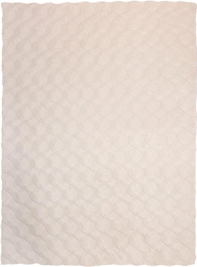Decor24-OB Hoogpolig vloerkleed Diamond Cut (crème) 80x150 cm