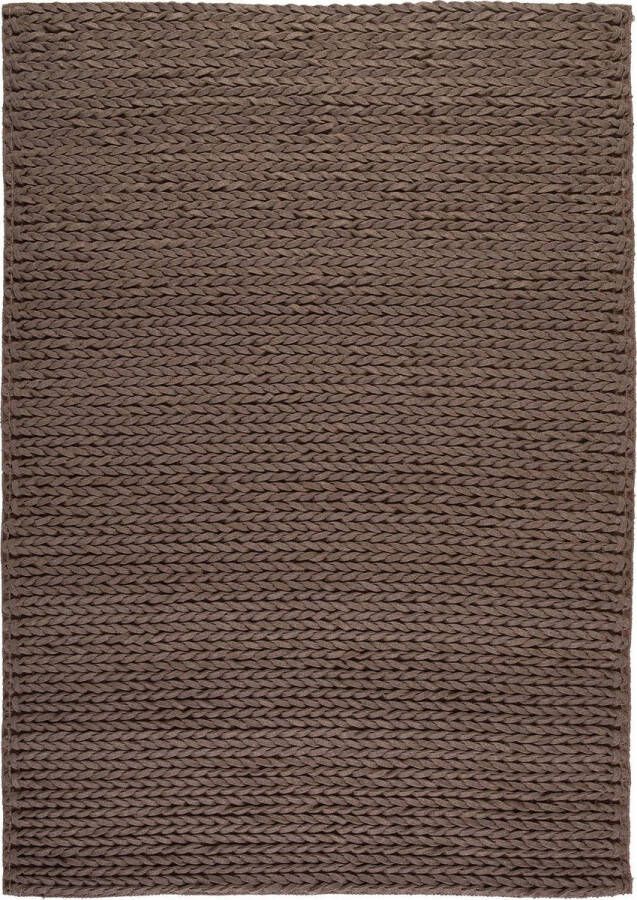 Decor24-OB Handgeweven designer vloerkleed Linea Wol Taupe 120x170 cm