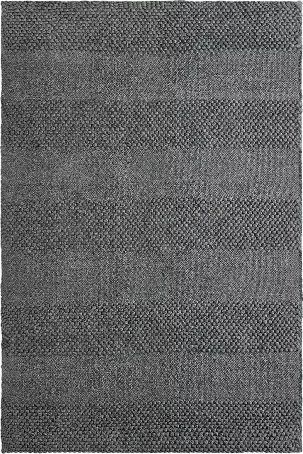 Decor24-OB Handgeweven laagpolig vloerkleed Dakota Wol antraciet 160x230 cm