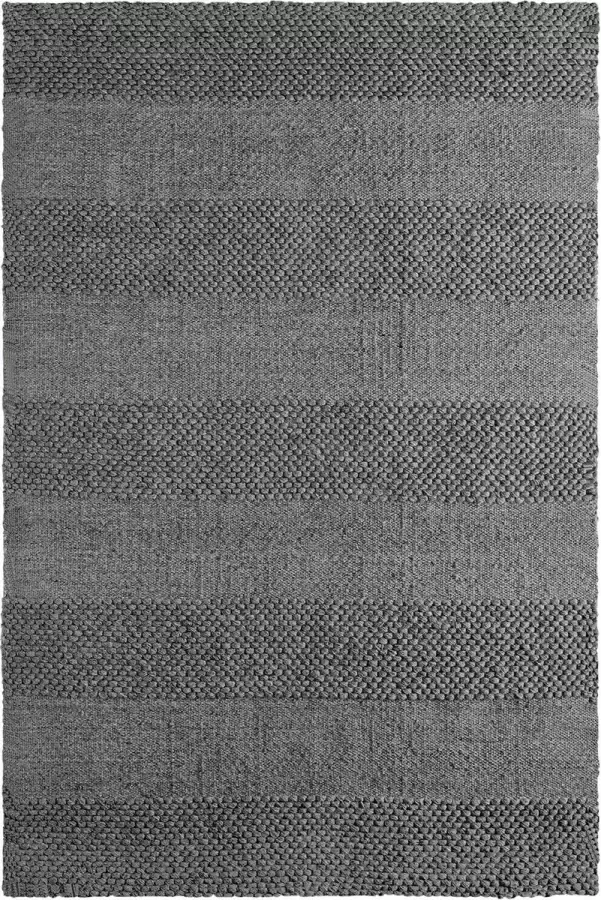 Decor24-OB Handgeweven laagpolig vloerkleed Dakota Wol grijs 120x170 cm