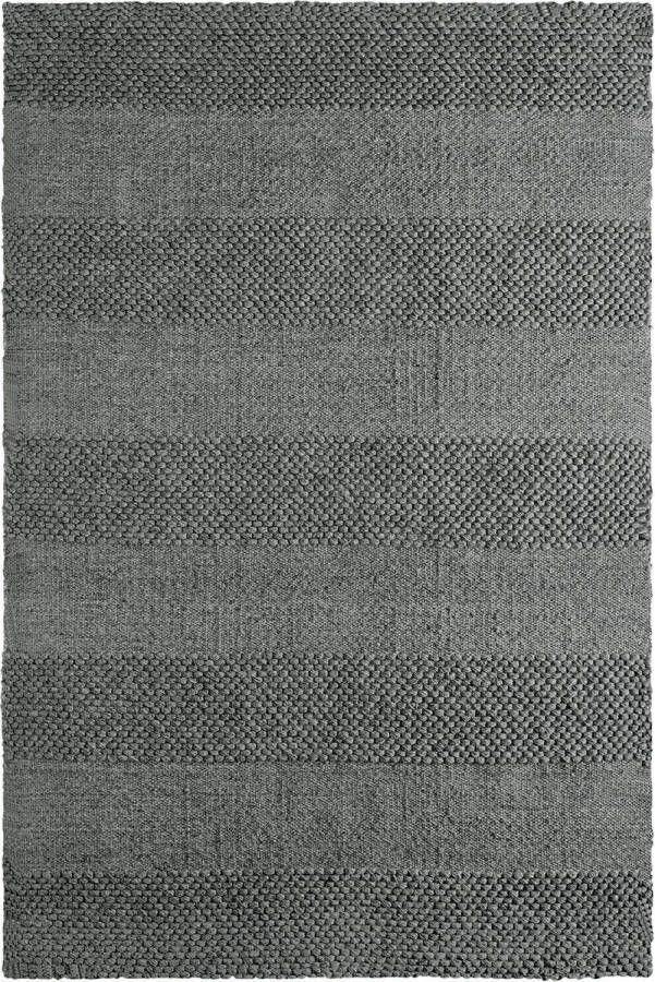 Decor24-OB Handgeweven laagpolig vloerkleed Dakota Wol grijs 160x230 cm