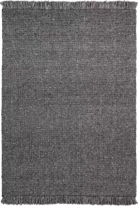 Decor24-OB Handgeweven laagpolig vloerkleed Eskil Wol Antraciet 120x170 cm