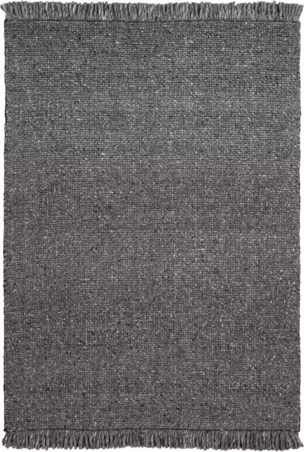 Decor24-OB Handgeweven laagpolig vloerkleed Eskil Wol Antraciet 160x230 cm