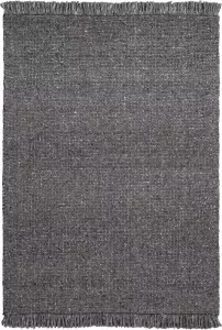 Decor24-OB Handgeweven laagpolig vloerkleed Eskil Wol Antraciet 80x150 cm