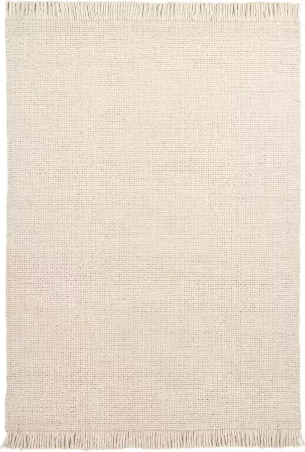 Decor24-OB Handgeweven laagpolig vloerkleed Eskil Wol Crème 80x150 cm