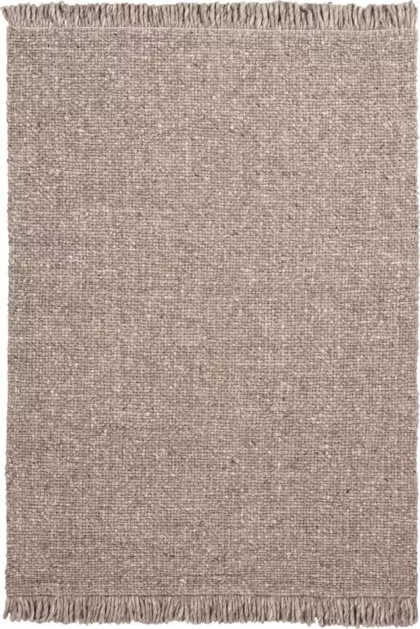 Decor24-OB Handgeweven laagpolig vloerkleed Eskil Wol Taupe 200x290 cm