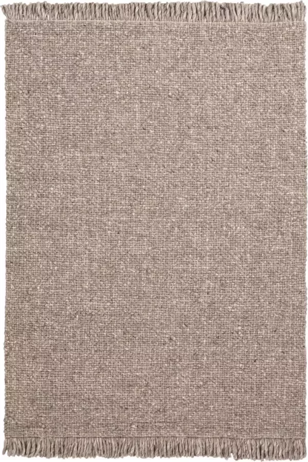 Decor24-OB Handgeweven laagpolig vloerkleed Eskil Wol Taupe 80x150 cm