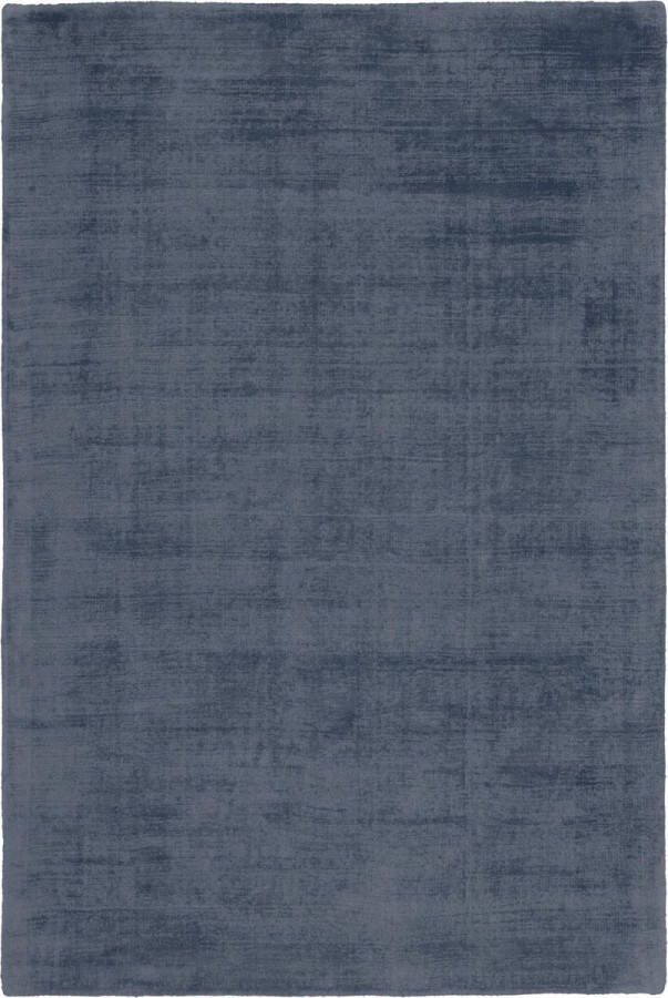 Decor24-OB Handgeweven luxueus effen vloerkleed Maori Denim 200x290 cm