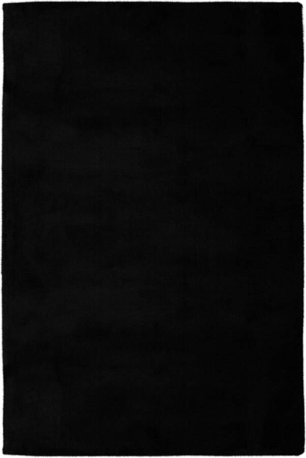 Decor24-OB Handgeweven zacht en effen vloerkleed Cha zwart 120x170 cm